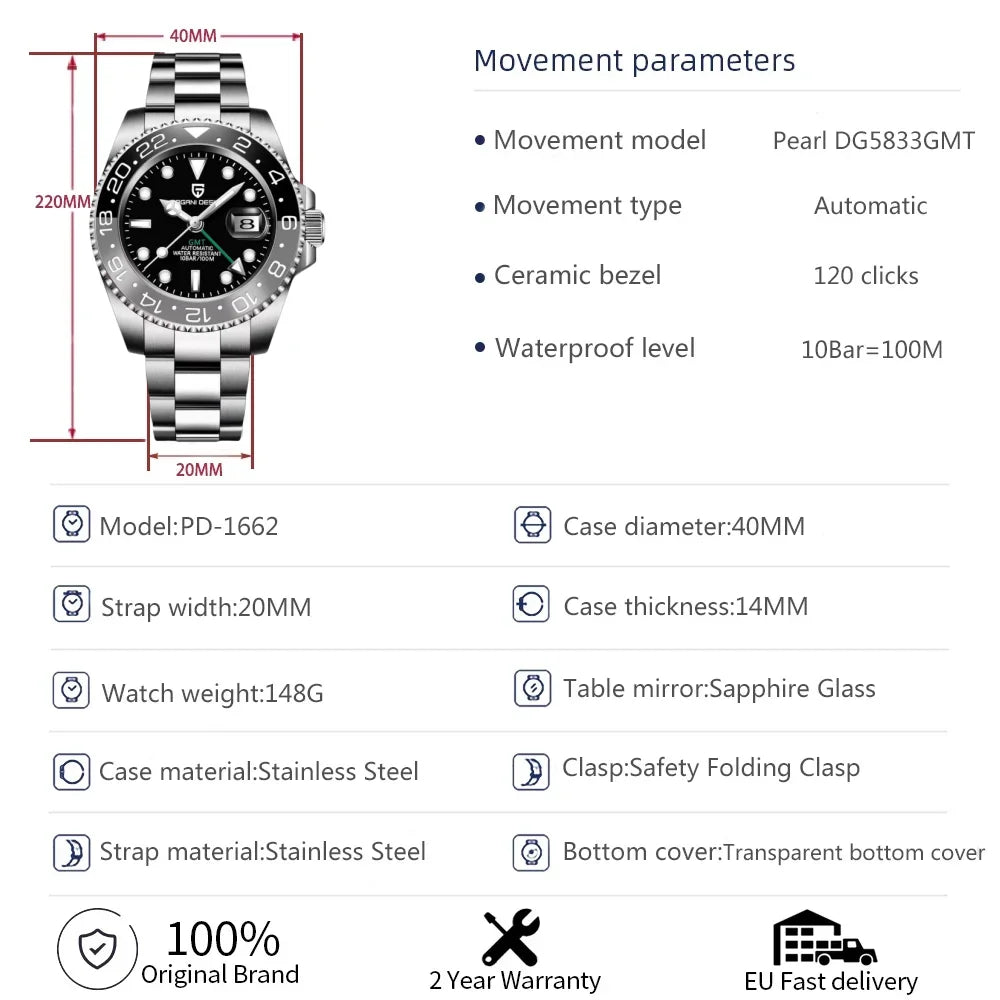 PAGANI DESIGN PD-1662 GMT – Automatic Luxury Watch