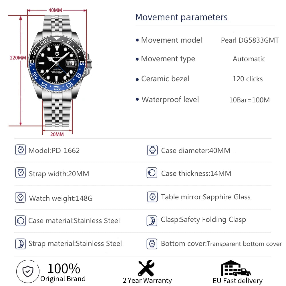 PAGANI DESIGN PD-1662 GMT – Automatic Luxury Watch